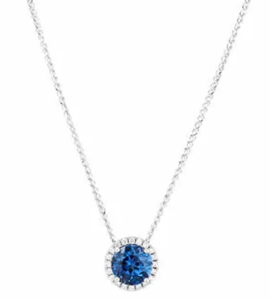 London Blue Topaz and Diamond 14kt White Gold Necklace (1 of 4)