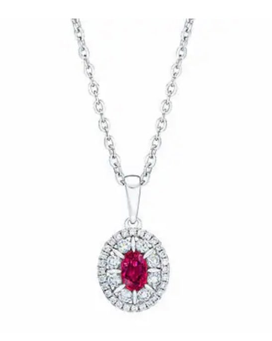 Ruby and Diamond 14kt White Gold Necklace (1 of 4)