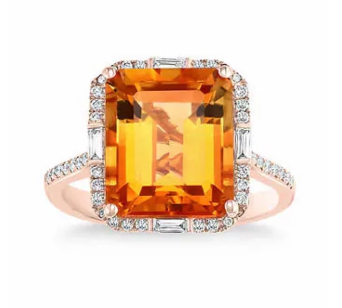 Madeira Citrine and Diamond 14kt Rose Gold Ring (1 of 5)