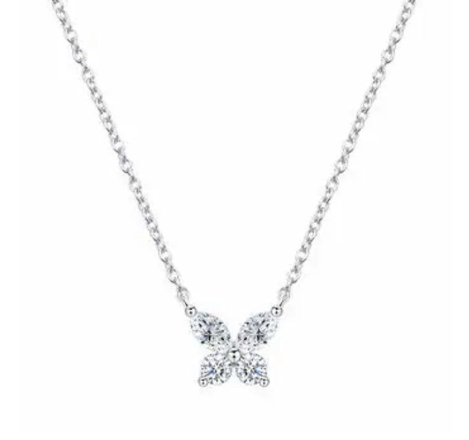 Marquise Cut & Round Brilliant 0.41 ctw VS2 Clarity, I Color Diamond 14kt White Gold Butterfly Neckl (1 of 4)