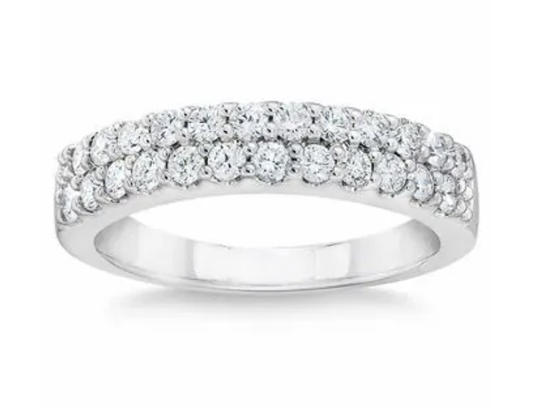 Round Brilliant 0.70 ctw VS2 Clarity, I Color Diamond 14kt White Gold Double Row Band (1 of 4)