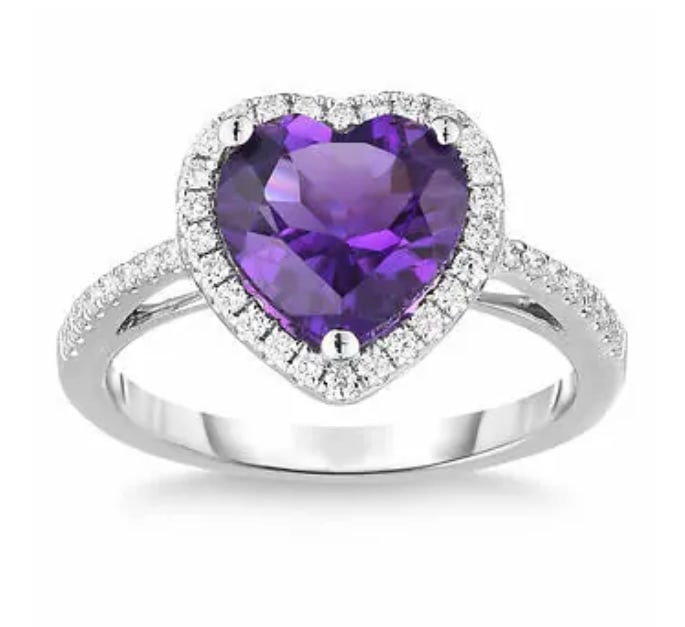 Amethyst and Diamond 14kt White Gold Ring (1 of 5)