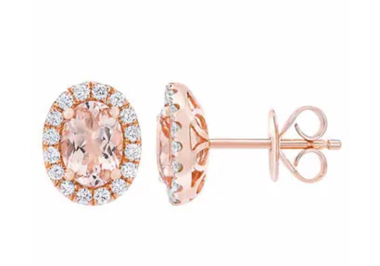 Morganite and Diamond 14kt Rose Gold Earrings (1 of 5)