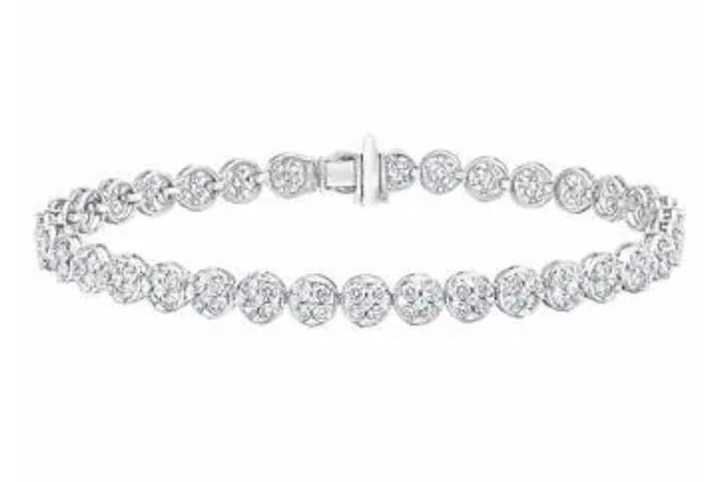 Round Brilliant 3.00 ctw VS2 Clarity, G Color Diamond Cluster 14kt White Gold Bracelet (1 of 4)