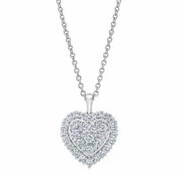 Round Brilliant 1.50 ctw VS2 Clarity, I Color Diamond 14kt White Gold Heart Pendant (1 of 4)