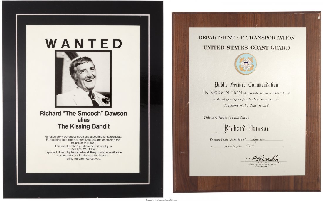 A Richard Dawson Group of Awards, 1970s-1980s. N: A Richard Dawson Group of Awards, 1970s-1980s. Nine total, all presented to the entertain