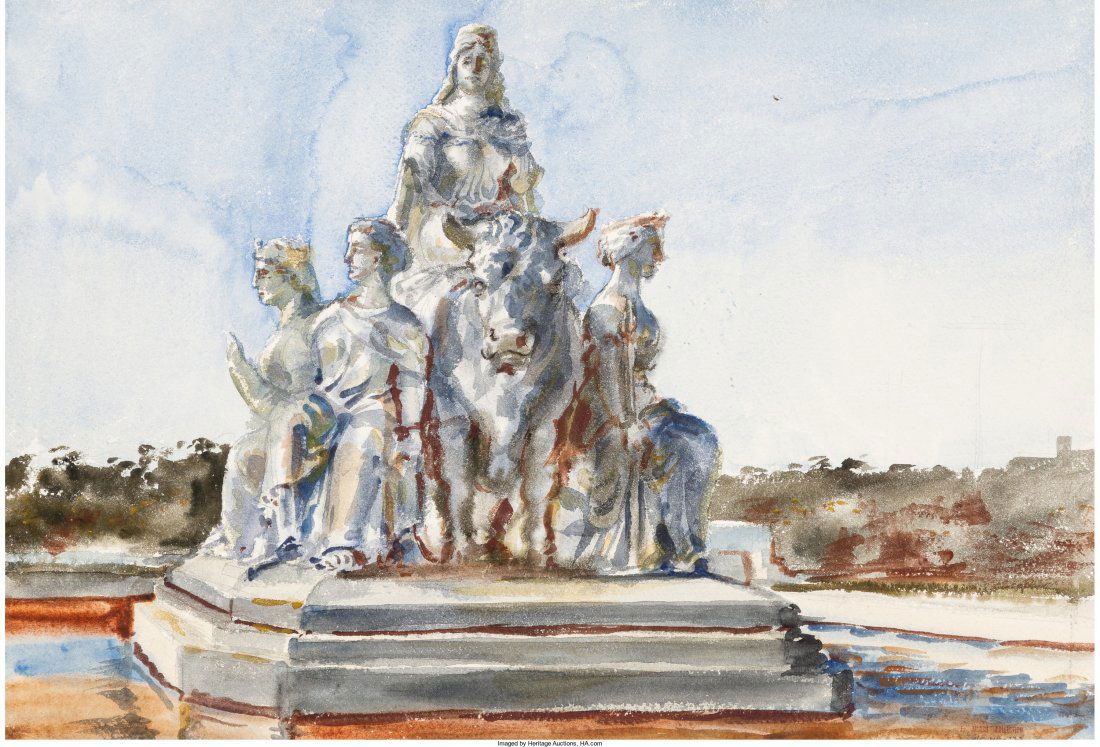 Reginald Marsh (American, 1898-1954) Study for S: Reginald Marsh (American, 1898-1954)Study for Sculptural GroupWatercolor on paper