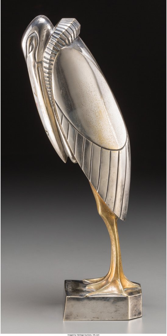 After Georges H. Laurent (French, 20th Century): After Georges H. Laurent (French, 20th Century) Marabout Silvered and gilt bronze