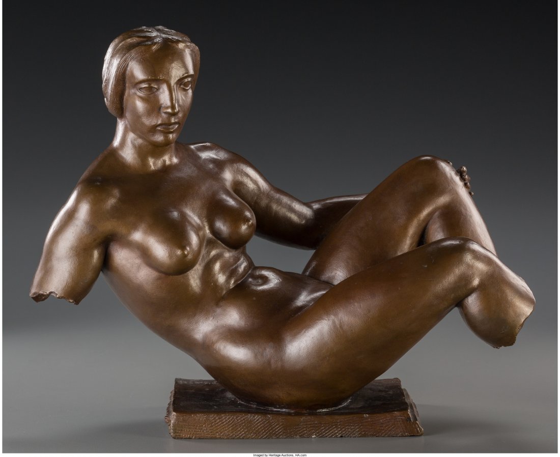 Paul Fiene (American, 1899-1949) Reclining Nude: Paul Fiene (American, 1899-1949) Reclining Nude Bronze with brown patina 11 inches