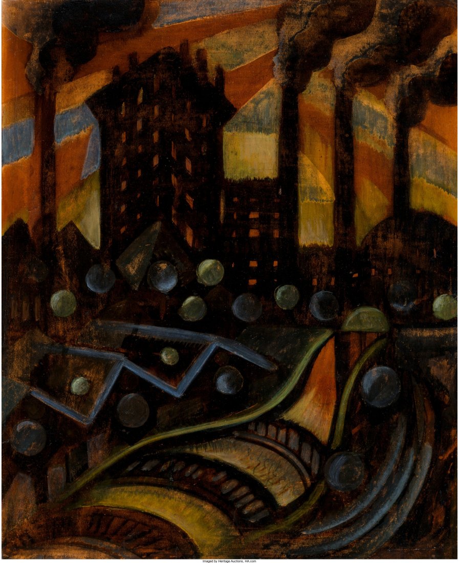 Hugo Scheiber (Hungarian, 1873-1950) Evening Lig: Hugo Scheiber (Hungarian, 1873-1950)Evening LightsOil and mixed media on paper laid