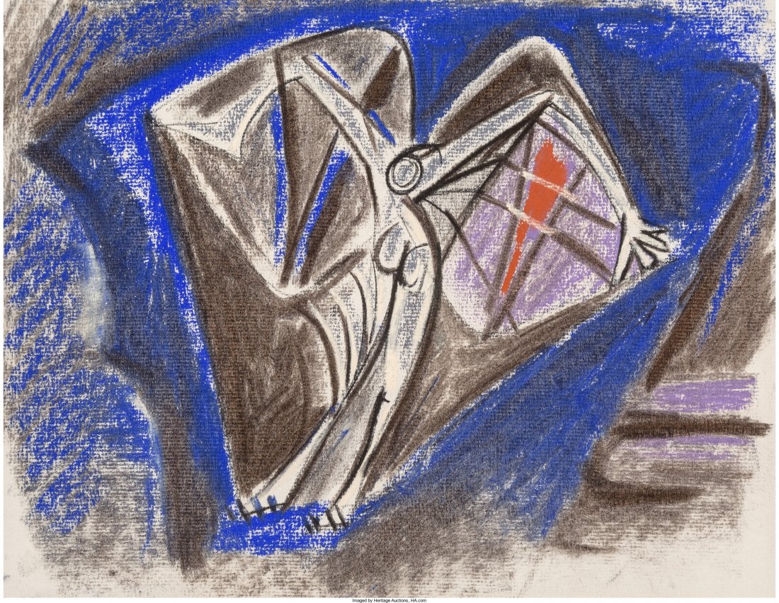 André Masson (French, 1896-1987) Personnage Ail: André Masson (French, 1896-1987) Personnage Ailé, Russian Ballet Les présages illustration</