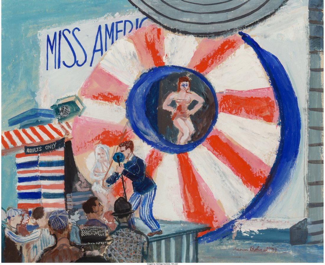 Aaron Bohrod (American, 1907-1992) Miss America,: Aaron Bohrod (American, 1907-1992)Miss America, 1933Gouache on board11-1/4 x 13