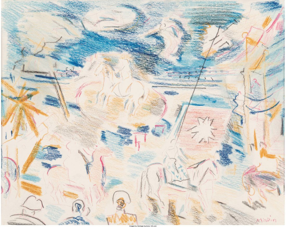 John Marin (American, 1870-1953) At the Circus,: John Marin (American, 1870-1953)At the Circus, 1953Pencil and crayon on paper9