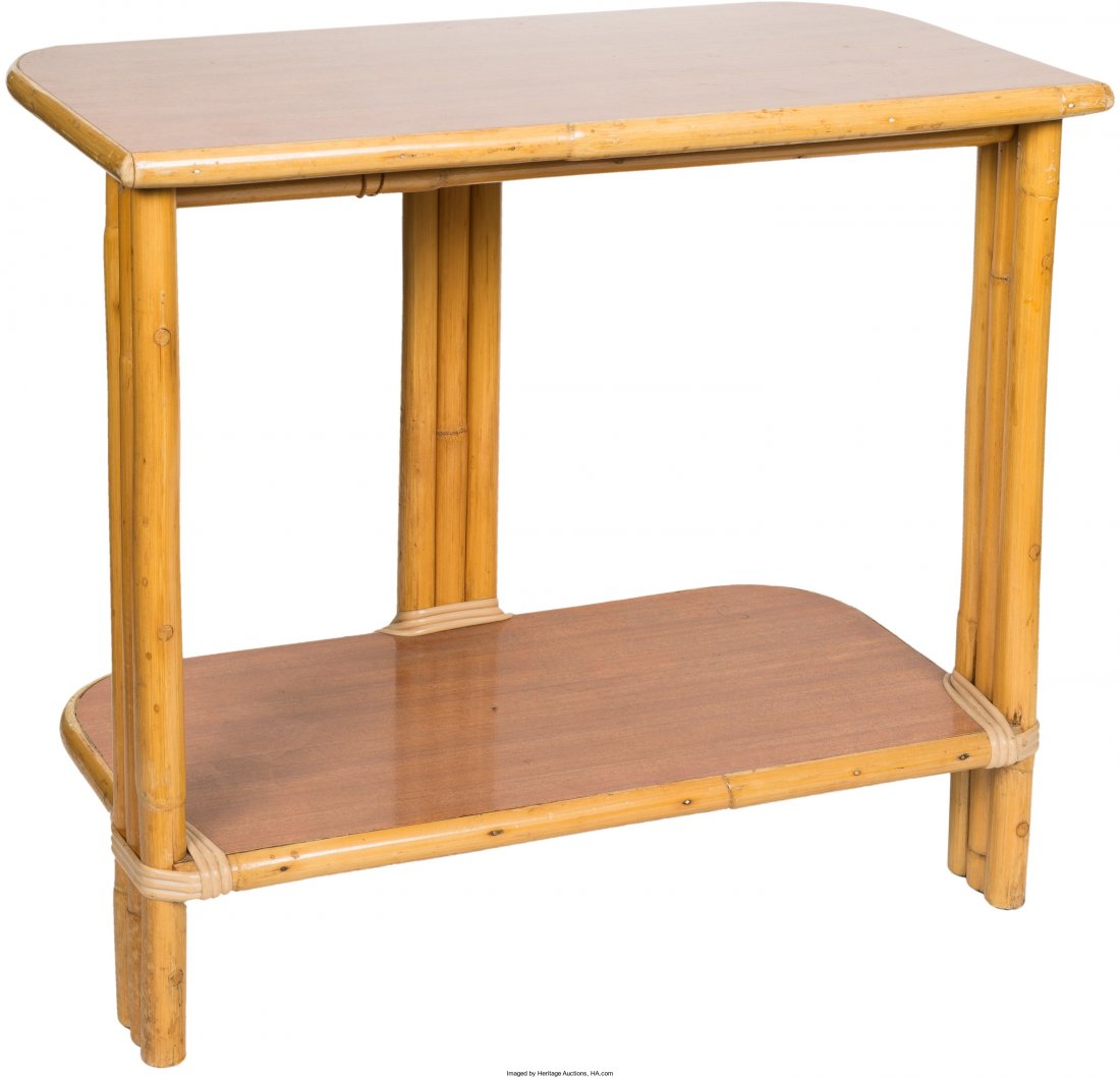 A Paul Frankl for Ritts Tropitan Bamboo Side Tab: A Paul Frankl for Ritts Tropitan Bamboo Side Table<