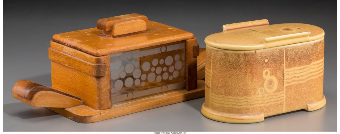 Two Art Deco Table Caskets, circa 1930 4-3/4 inc: Two Art Deco Table Caskets, circa 1930 4-3/4 inches high (12.1 cm) (taller) Th