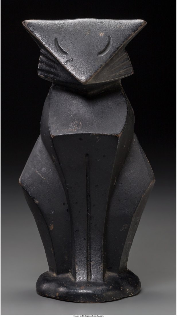 A Hubley Art Deco Painted Cast Iron Cat, first h: A Hubley Art Deco Painted Cast Iron Cat, first half 20th century Marks: HUBLEY 9-5/8