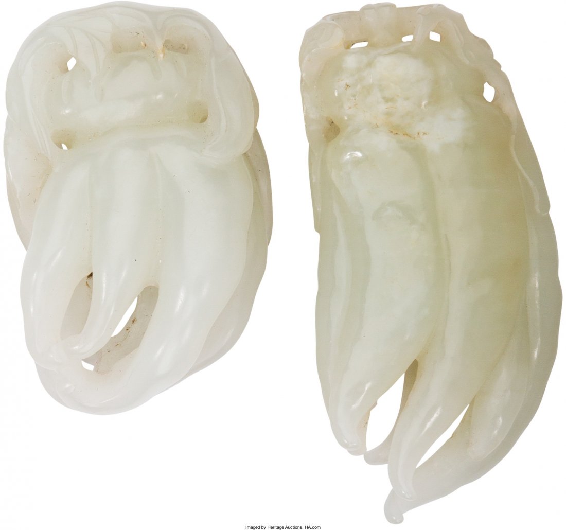 Two Chinese Carved Pale Jade Buddha's Hands 2-1/ (1 of 2)