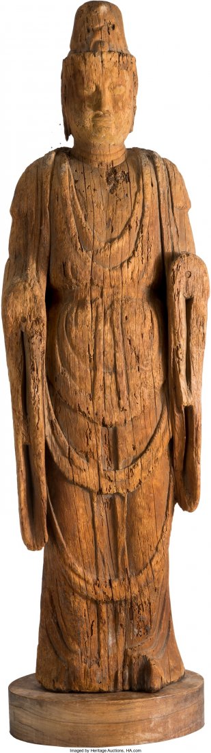 A Large Japanese Carved Wooden Figure of Kannon, (1 of 1)