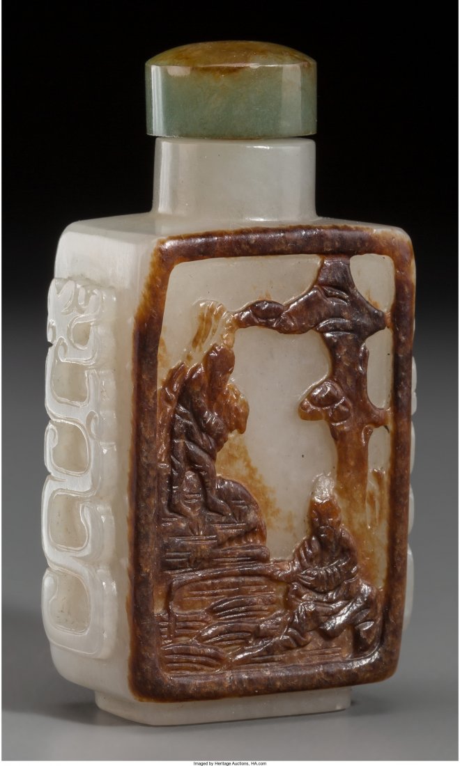 A Chinese White and Pebbled Brown Silhouette Jad (1 of 2)