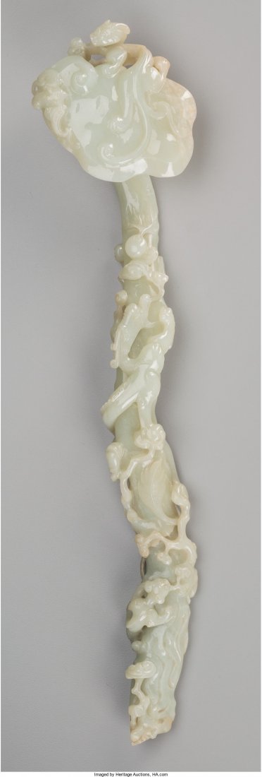 A Chinese Carved Pale Green Jade Ruyi Scepter 13 (1 of 2)