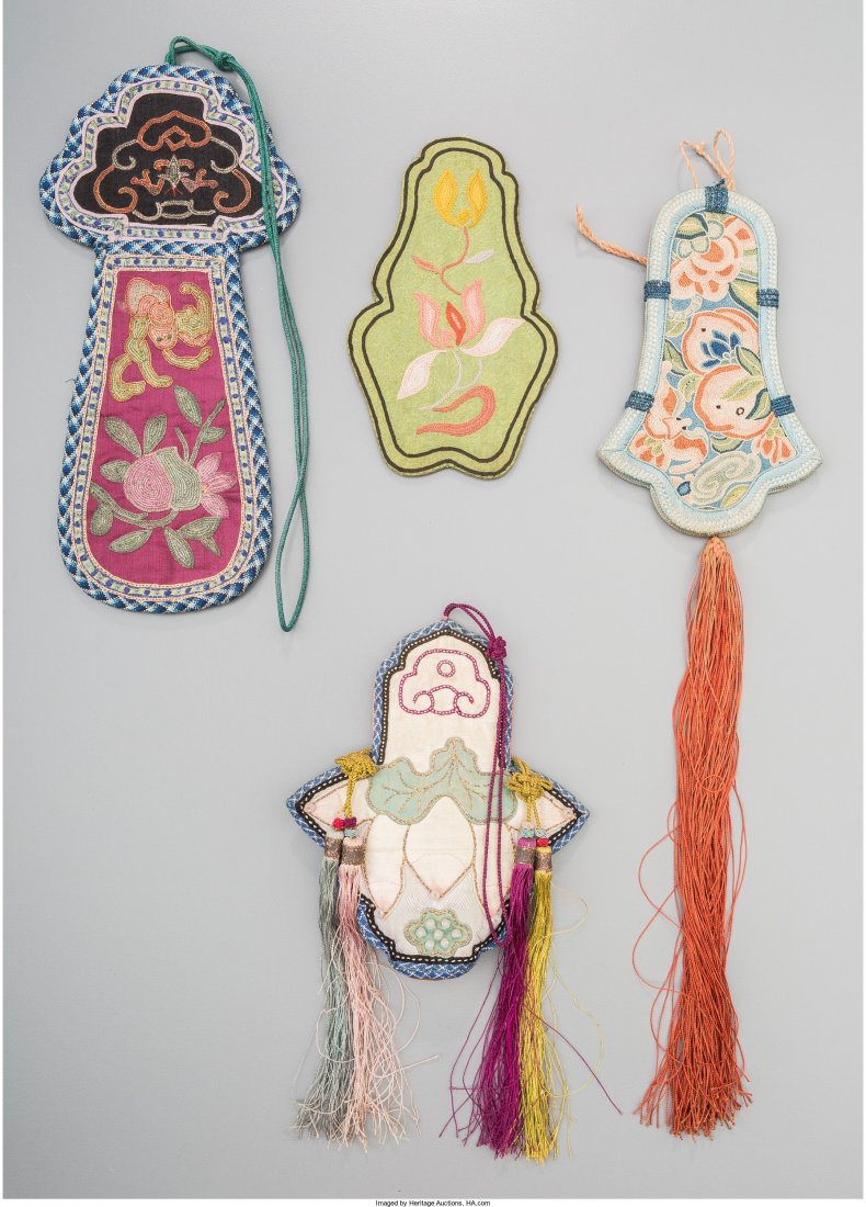 Four Chinese Embroidered Silk Purses, Republic P (1 of 2)
