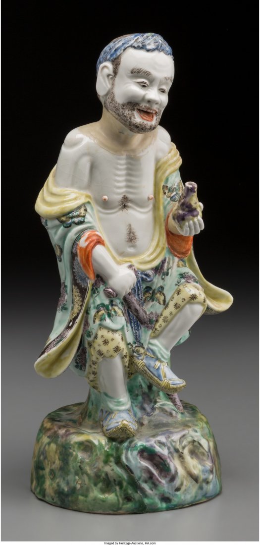A Chinese Famille Verte Porcelain Figure of Li T: A Chinese Famille Verte Porcelain Figure of Li Tieguai, Qing Dynasty, 18th century12
