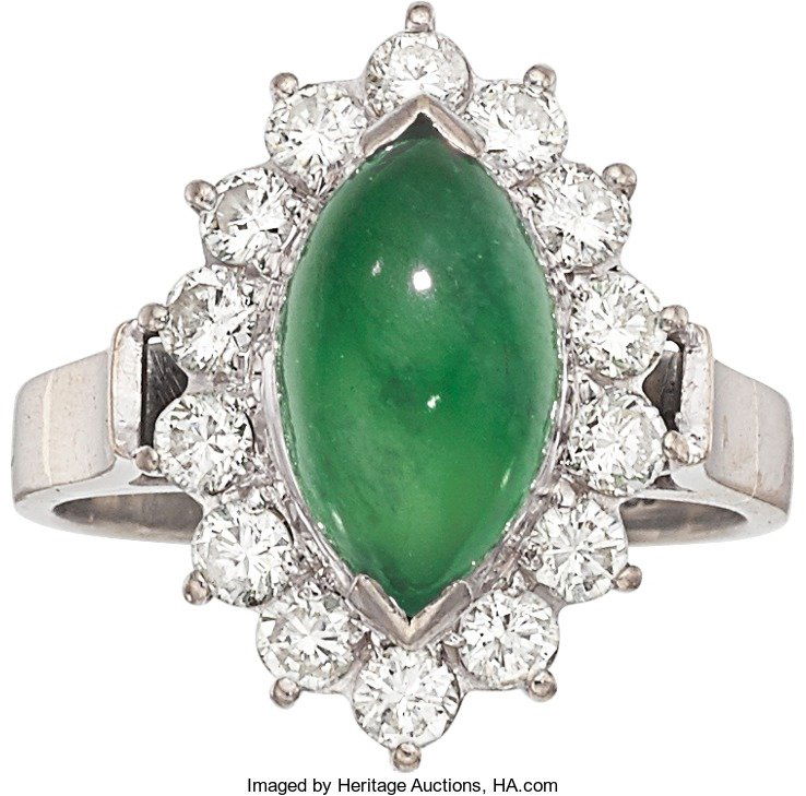 Jadeite Jade, Diamond, White Gold Ring  The ring (1 of 2)