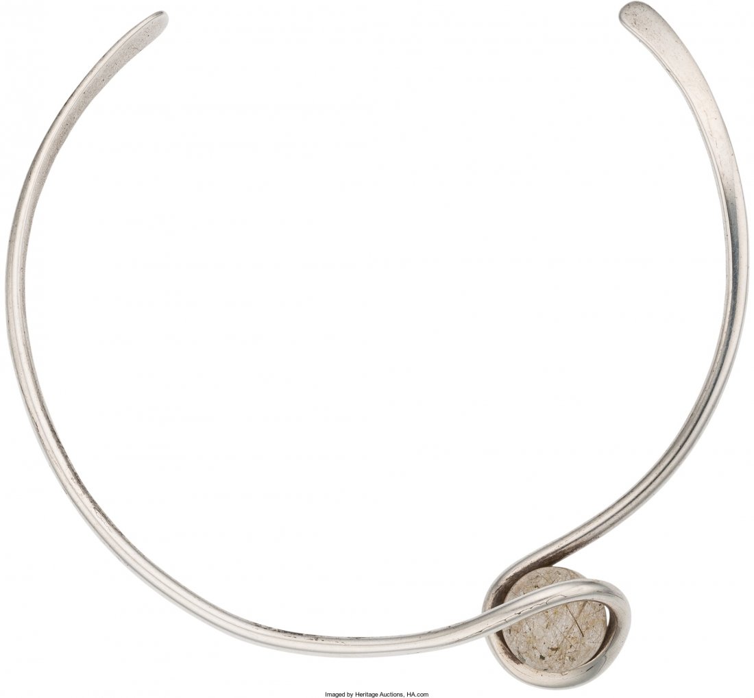 An Art Smith Modernist Silver and Hardstone Kine (1 of 2)