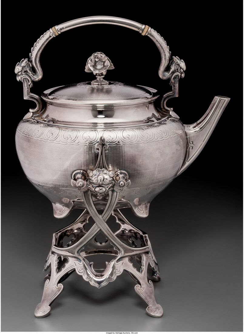A Christofle Silver-Plated Tea Kettle and Stand, (1 of 3)
