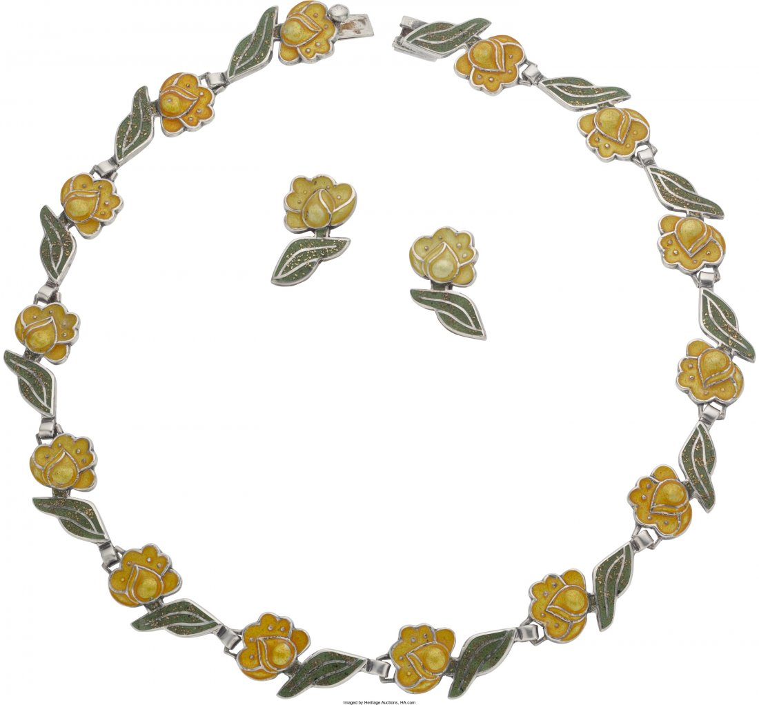 A Margot de Taxco Mexican Enamel Silver Necklace (1 of 2)