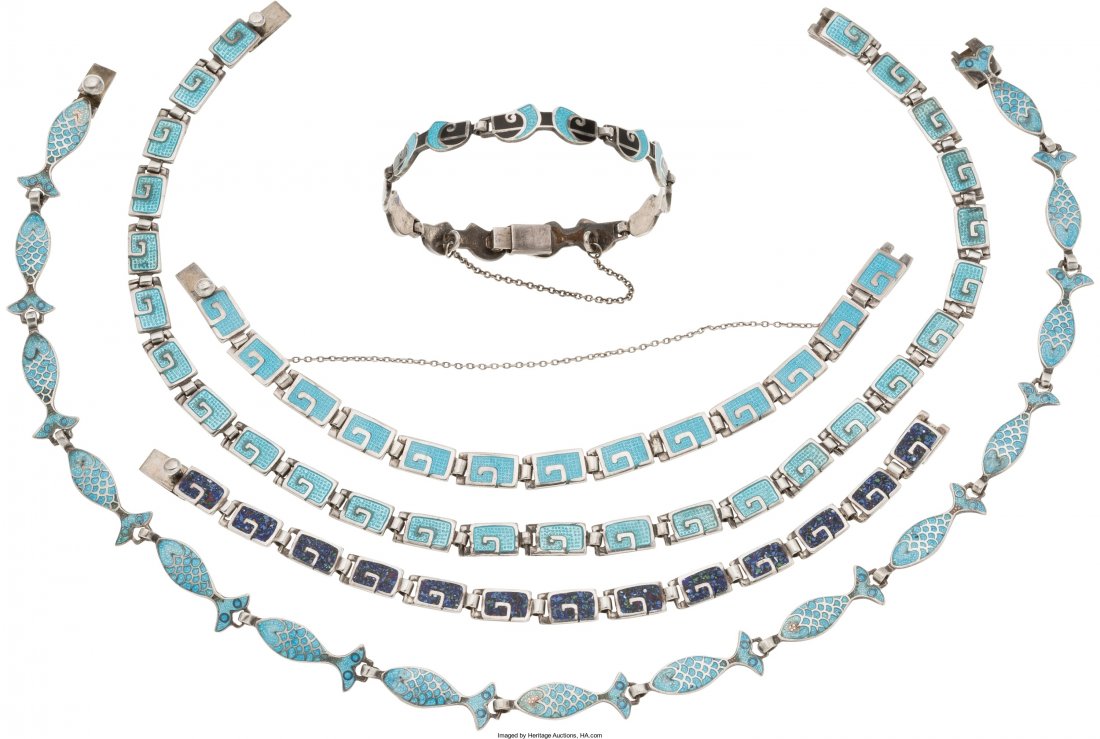 Five-Pieces of Margot de Taxco Mexican Enameled (1 of 2)