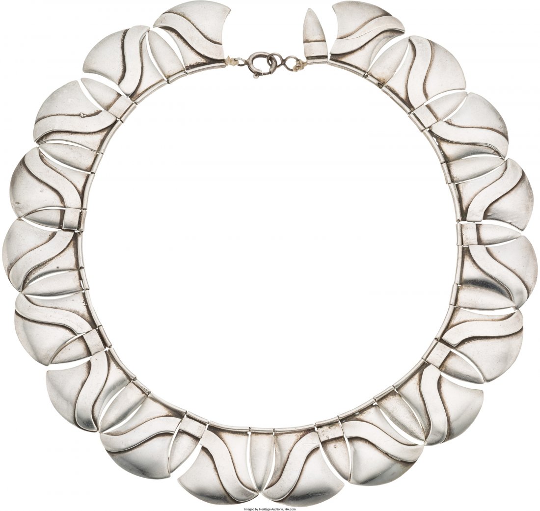 A Hector Aguilar Mexican Silver Necklace, Taxco, (1 of 2)