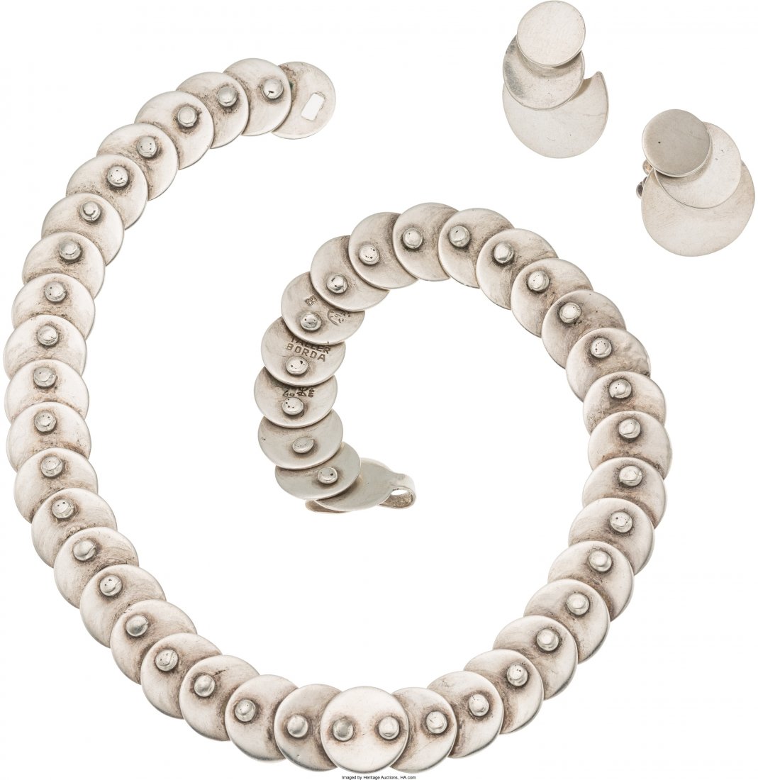 A Hector Aguilar Mexican Silver Necklace and Ear (1 of 3)