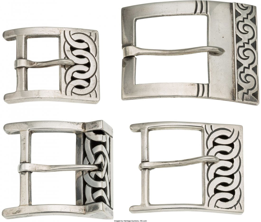 A Group of Four Victoria Mexican Silver Belt Buc (1 of 2)