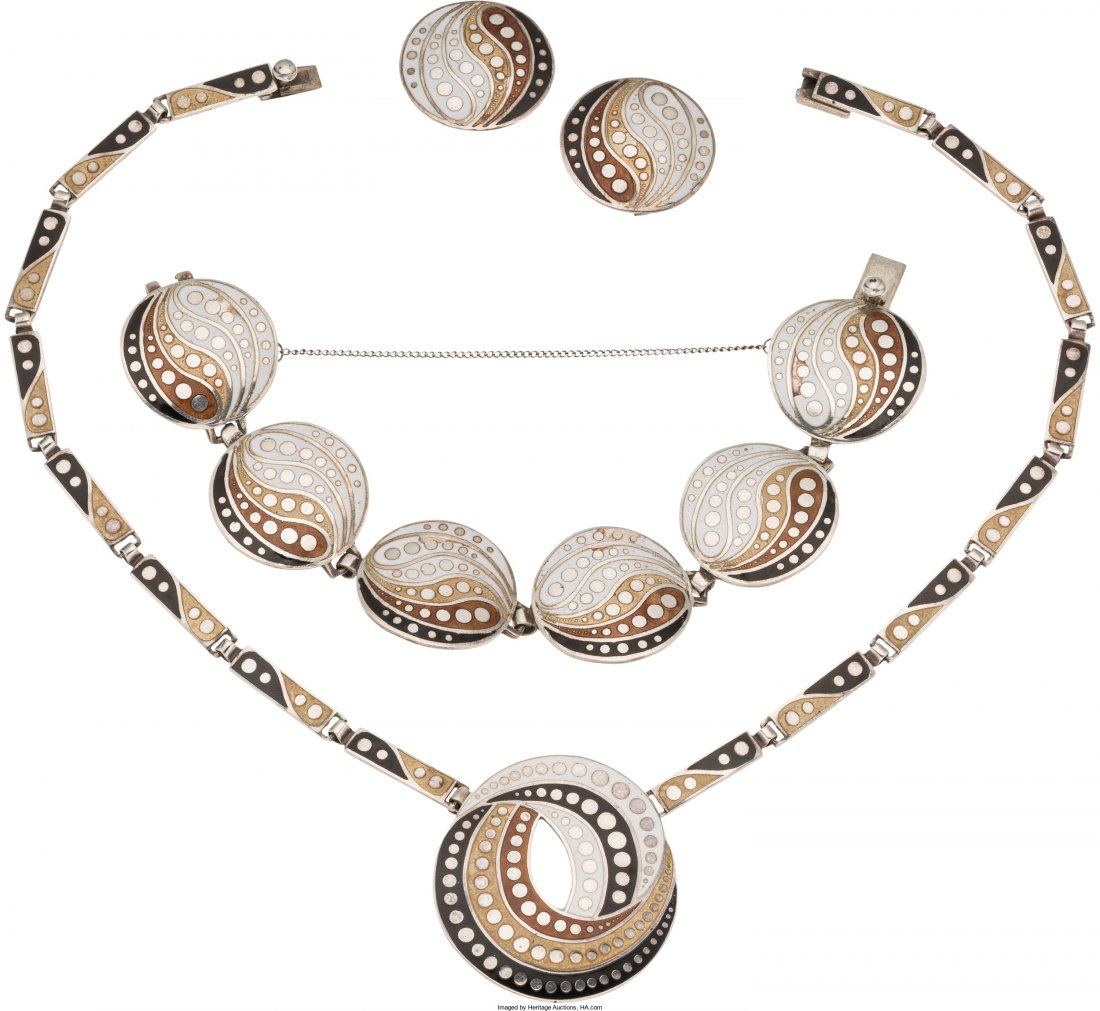 A Margot de Taxco Mexican Enameled Silver Neckla (1 of 2)