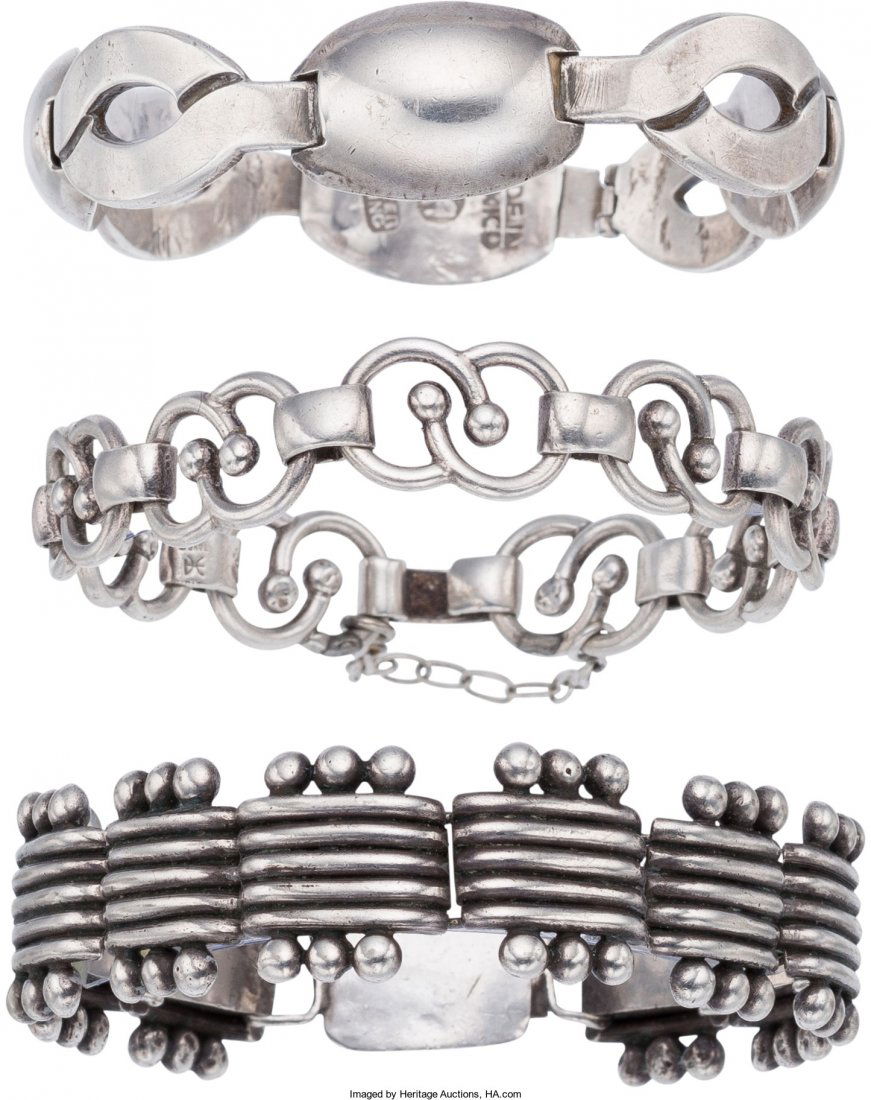 Three Hector Aguilar Mexican Silver Bracelets, T (1 of 5)