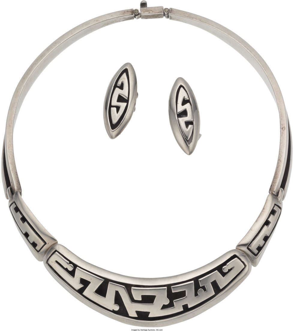 A Salvador TerÃ¡n Mexican Silver Necklace and Ea (1 of 2)