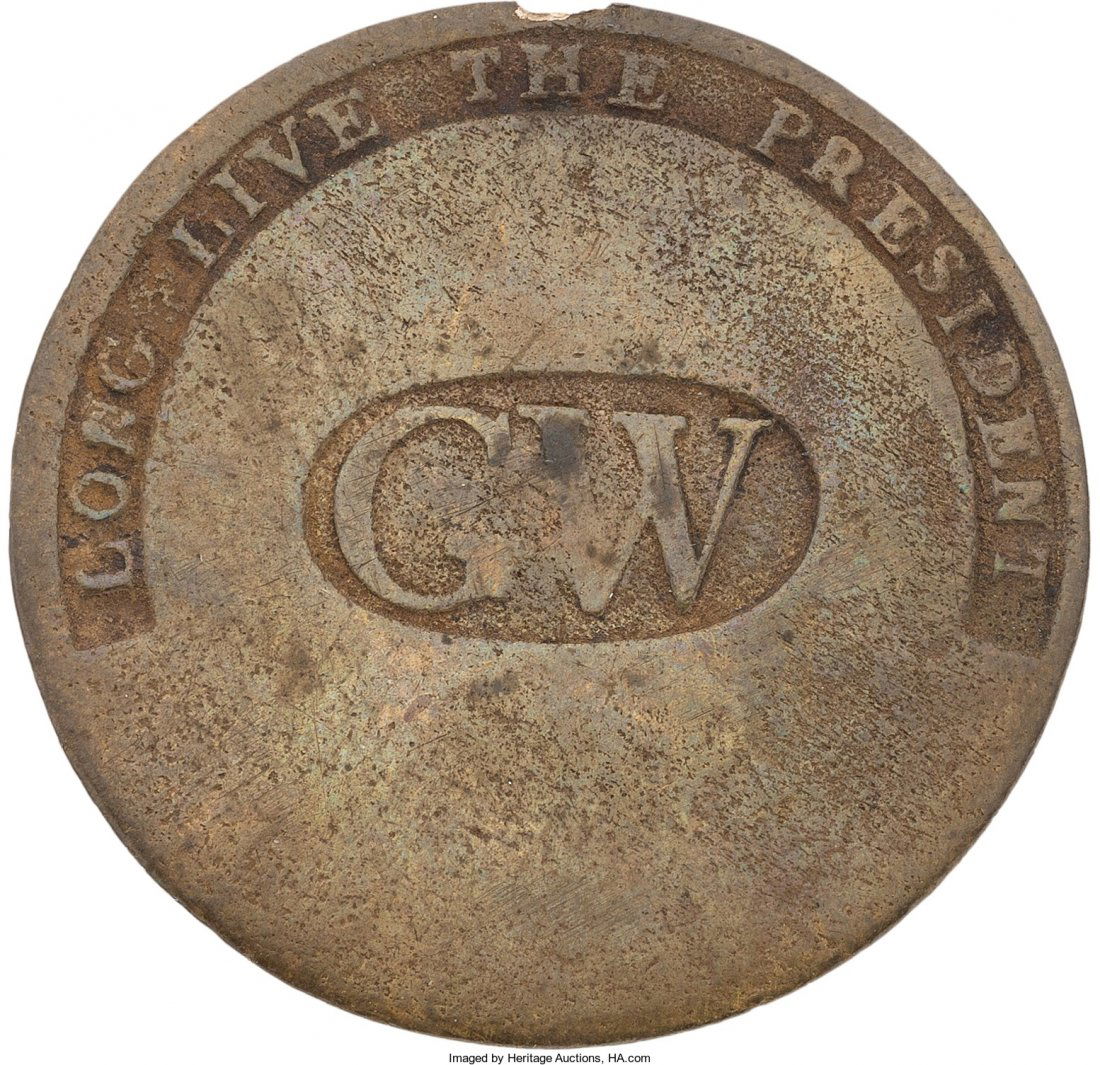 George Washington: Brass 1789 Inaugural Shank Bu: George Washington: Brass 1789 Inaugural Shank Button. Classic variety with "GW" in center