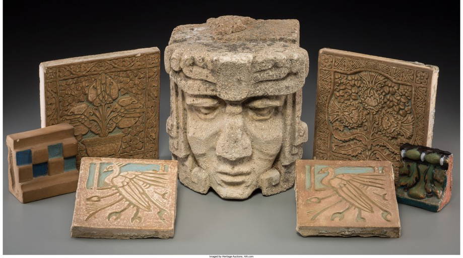 Eighteen Ernest Batchelder Stoneware Tiles With