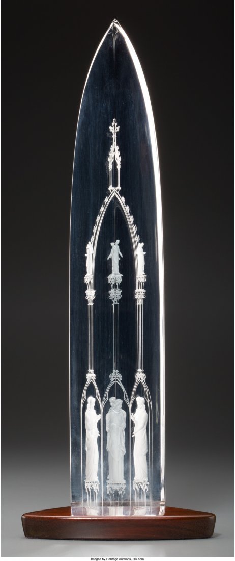 Limited Edition Steuben Glass Cathedral Obelisk: Limited Edition Steuben Glass Cathedral Obelisk designed by