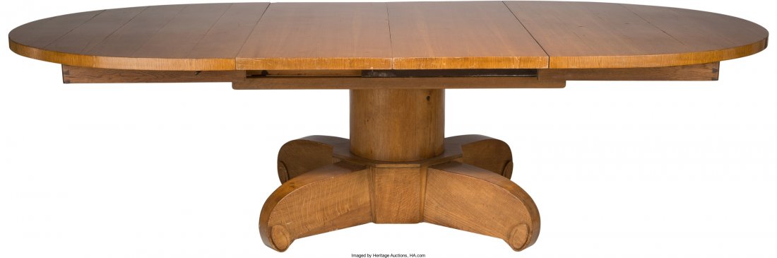 Emile-Jacques Ruhlmann Art Deco Carved Oak Oval : Emile-Jacques Ruhlmann Art Deco Carved Oak Oval Dining Table Circa 1924. Ht. 29-5/8 x 70-7/