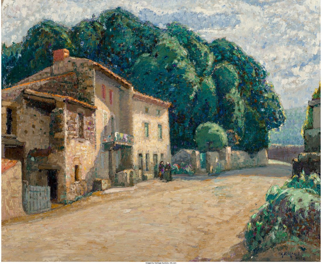 Pierre Gaston Rigaud (French, 1874-1949) La vill: Pierre Gaston Rigaud (French, 1874-1949)La village St Morrillon, 1933Oil on