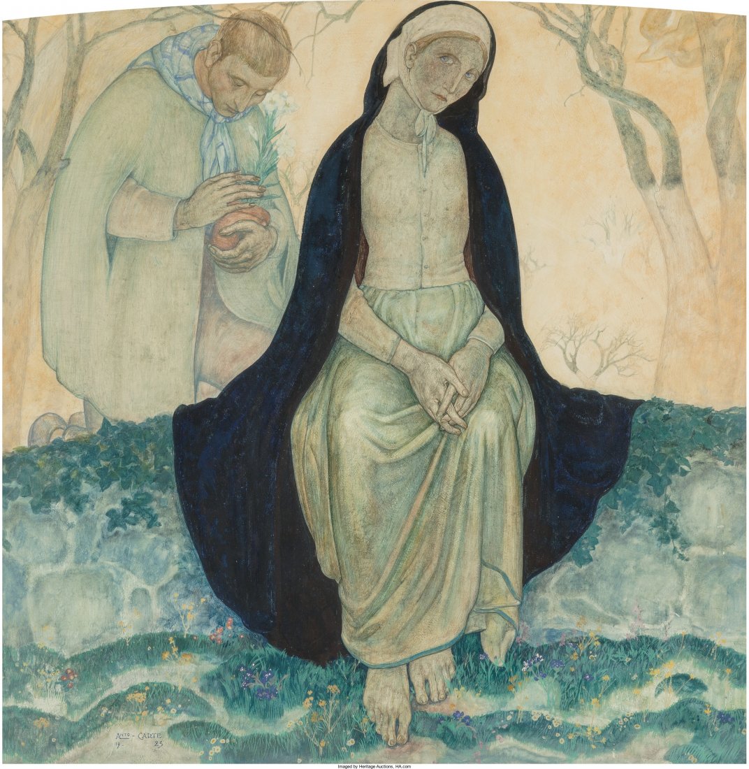 Anto Carte (Belgian, 1886-1954) The Annunciation: Anto Carte (Belgian, 1886-1954)The Annunciation, 1923Graphite and watercolo