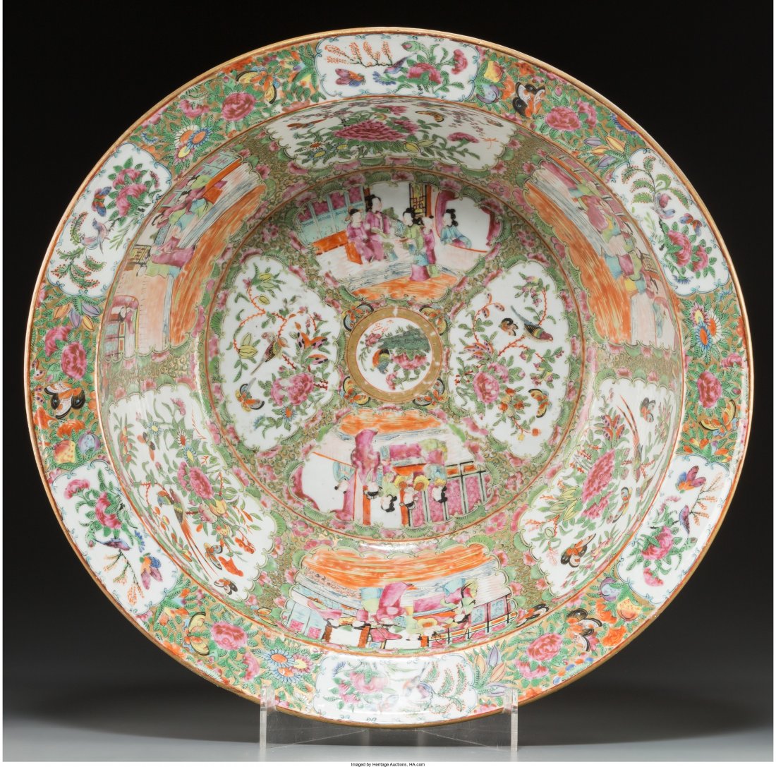 A Large Chinese Export Famille Rose Porcelain Bo: A Large Chinese Export Famille Rose Porcelain Bowl, 19th century 6 inches high x 19-1/4 inc