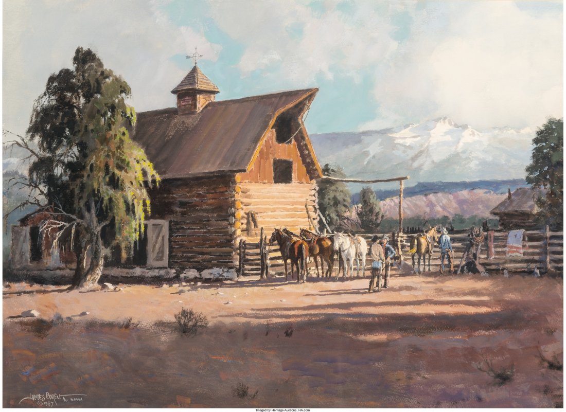 James Erwin Boren (American, 1921-1990) Rocky Mo: James Erwin Boren (American, 1921-1990) Rocky Mountain Morning, 1987 Gouache and wate