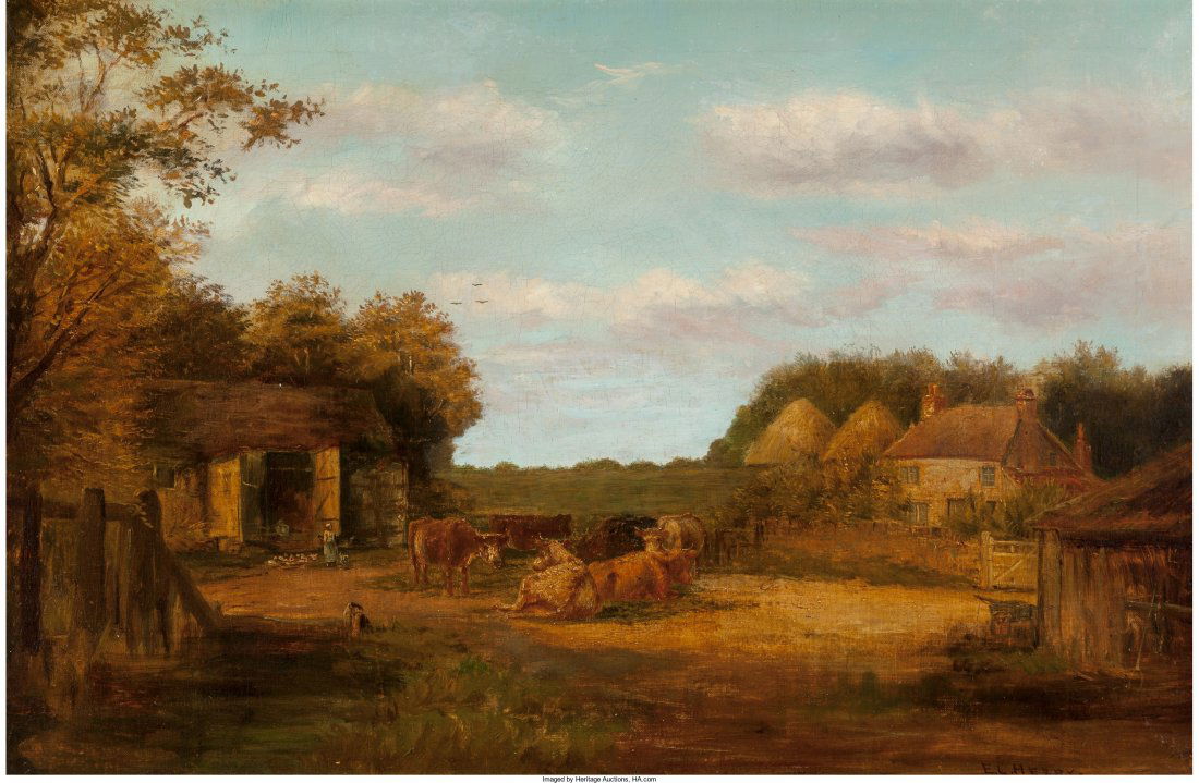 Edward Lamson Henry (American, 1841-1919) The Fa: Edward Lamson Henry (American, 1841-1919)The FarmyardOil on canvas20-1/