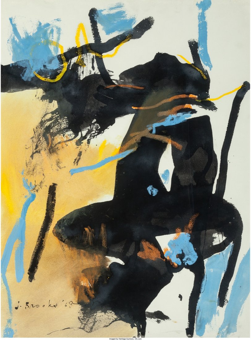 James Brooks (American, 1906-1992) Untitled, 196: James Brooks (American, 1906-1992)Untitled, 1968Ink, acrylic, and oil crayo