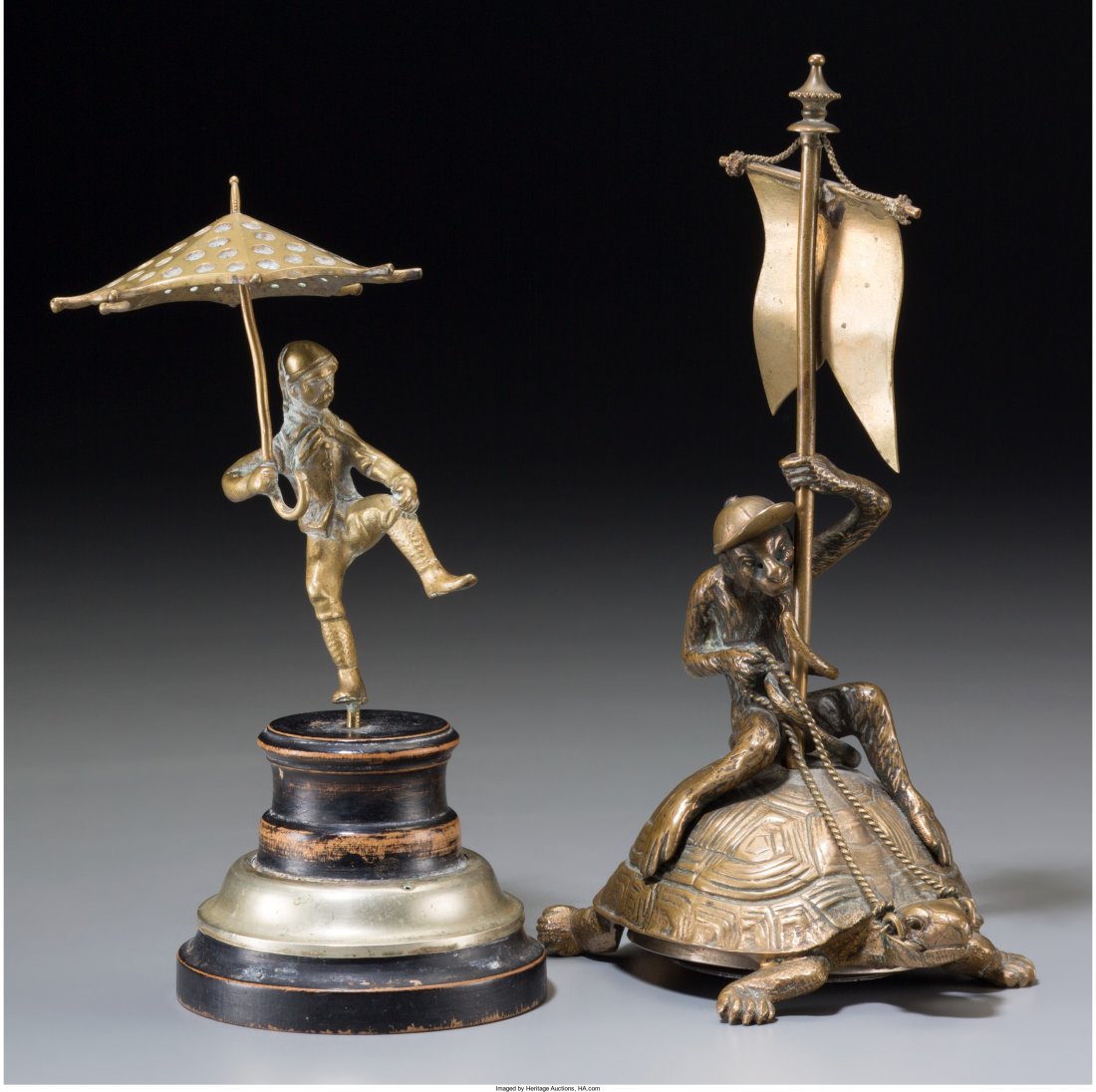 Two Antique Figural Bass Table Items, early 20th: Two Antique Figural Bass Table Items, early 20th century 6-1/2 inches high (16.5 cm) on