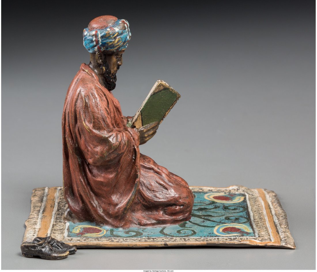 An Austrian Franz Bergman-Style Cold-Painted Bro: An Austrian Franz Bergman-Style Cold-Painted Bronze Figure: Man with Prayer Book, 20th century