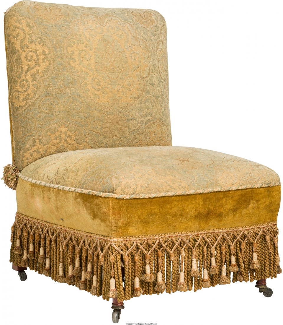 An English Aesthetic Movement Turkish-Style Upho: An English Aesthetic Movement Turkish-Style Upholstered Slipper Chair, late 19th century 34